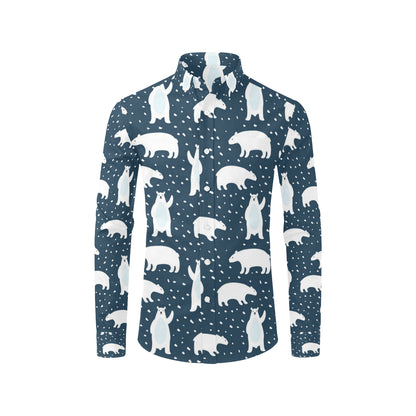 Polar Bear Pattern Print Design A02 Men's Long Sleeve Shirt