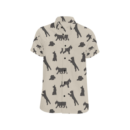 Schnauzers Pattern Print Design A06 Men's Short Sleeve Button Up Shirt