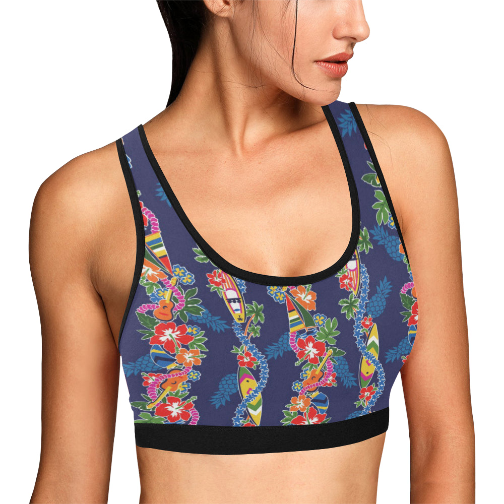 Hawaiian Themed Pattern Print Design H04 Sports Bra