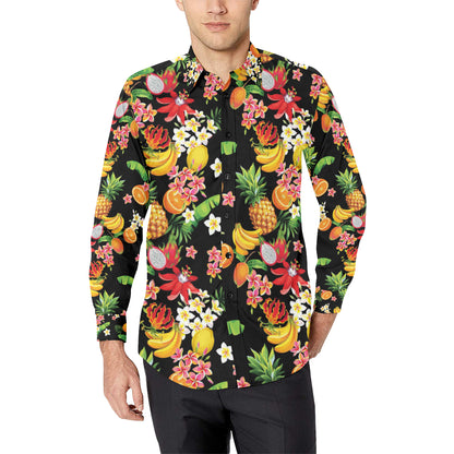 Tropical Fruits Pattern Print Design TF02 Men's Long Sleeve Shirt