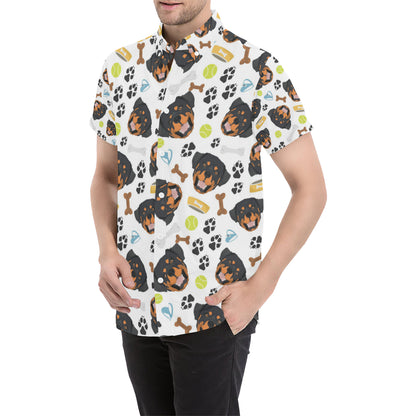 Rottweiler Pattern Print Design A04 Men's Short Sleeve Button Up Shirt