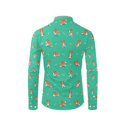 Basenji Pattern Print Design 02 Men's Long Sleeve Shirt