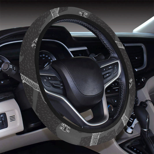 Banjo Pattern Print Design 03 Steering Wheel Cover with Elastic Edge
