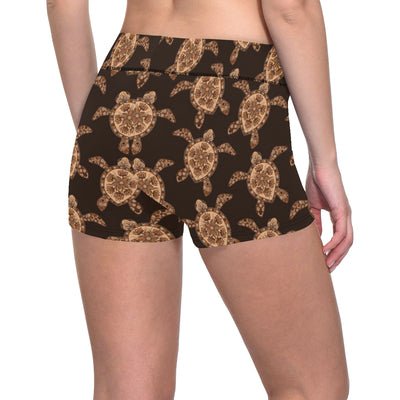 Tribal Sea Turtle Pattern Print Design T09 Yoga Shorts