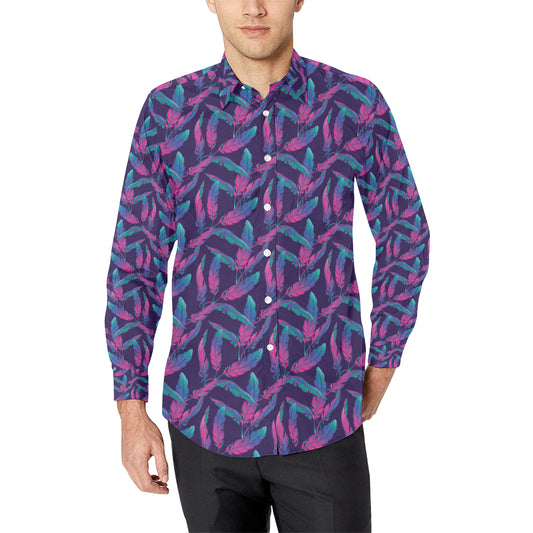 Banana Leaf Pattern Print Design 08 Men's Long Sleeve Shirt