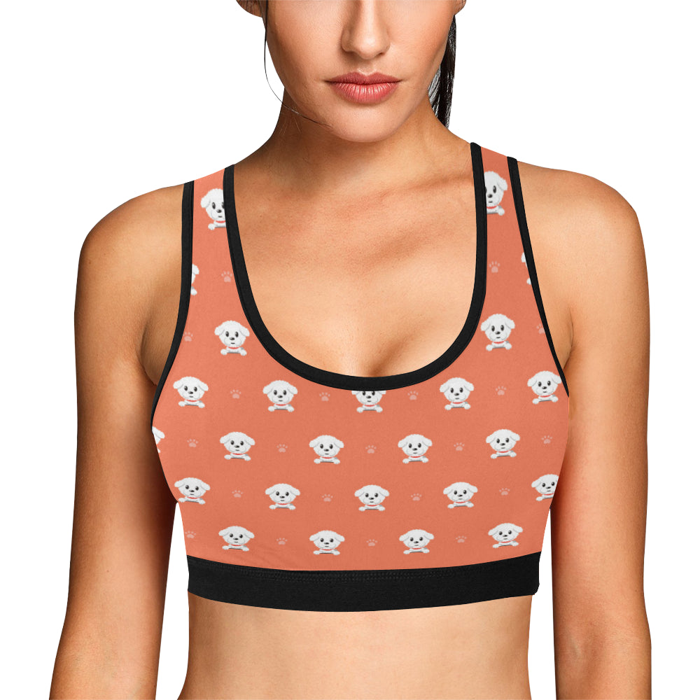 Bichons Frise Pattern Print Design 02 Sports Bra