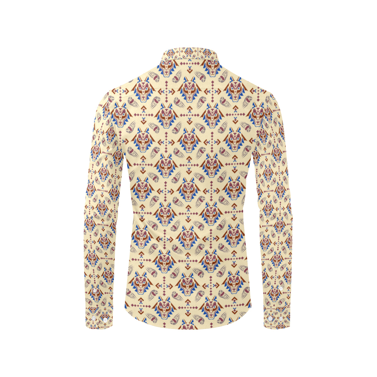 Aztec Wolf Pattern Print Design 03 Men's Long Sleeve Shirt
