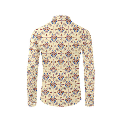 Aztec Wolf Pattern Print Design 03 Men's Long Sleeve Shirt