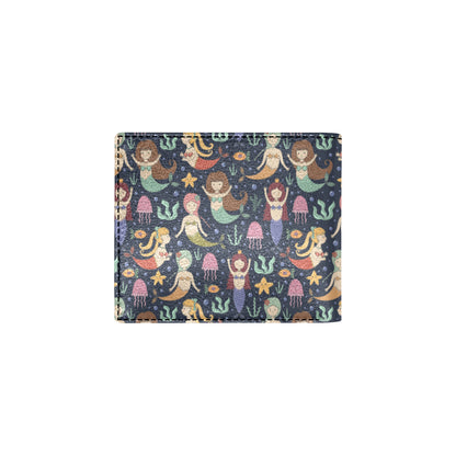 Mermaid Cartoon Pattern Print Design 03 Men's ID Card Wallet