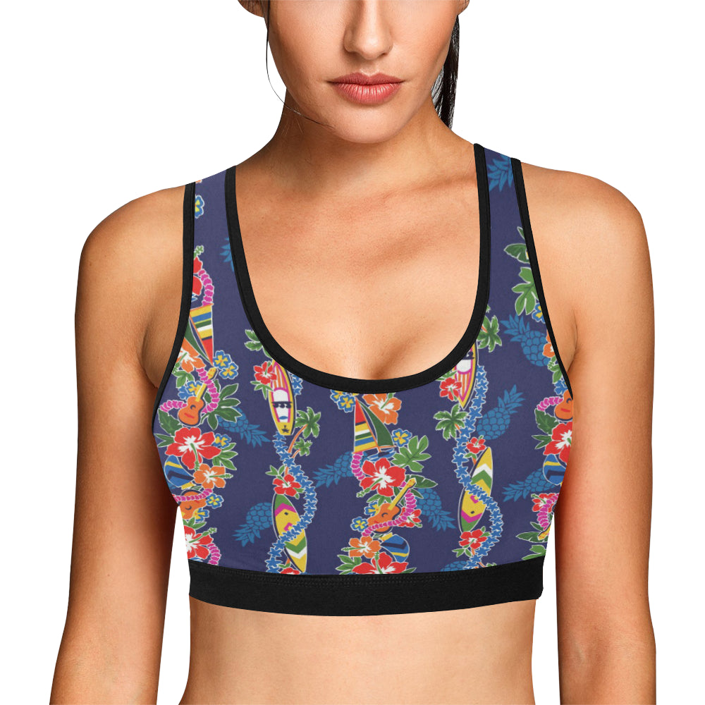 Hawaiian Themed Pattern Print Design H04 Sports Bra