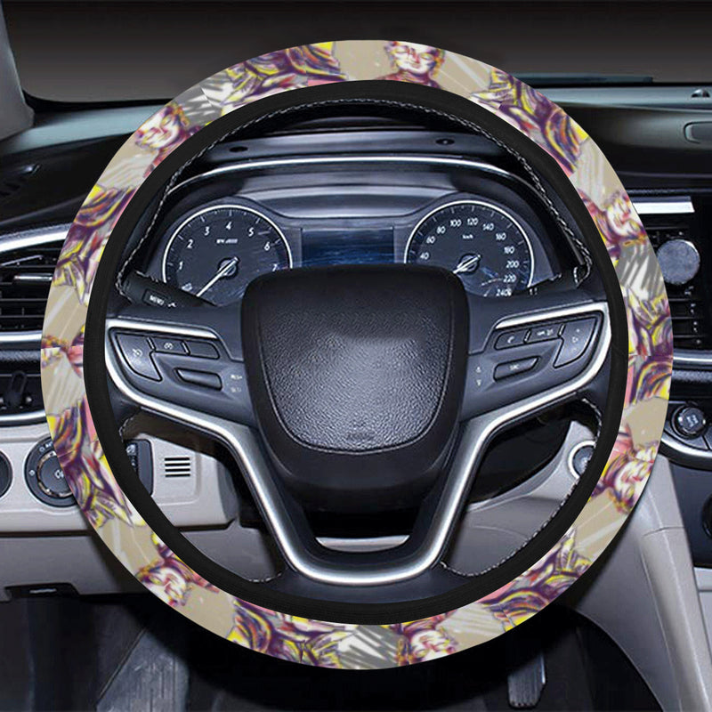 Buddha Pattern Print Design 07 Steering Wheel Cover with Elastic Edge