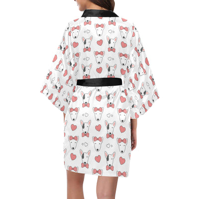 Bull Terriers Pattern Print Design 08 Women's Short Kimono