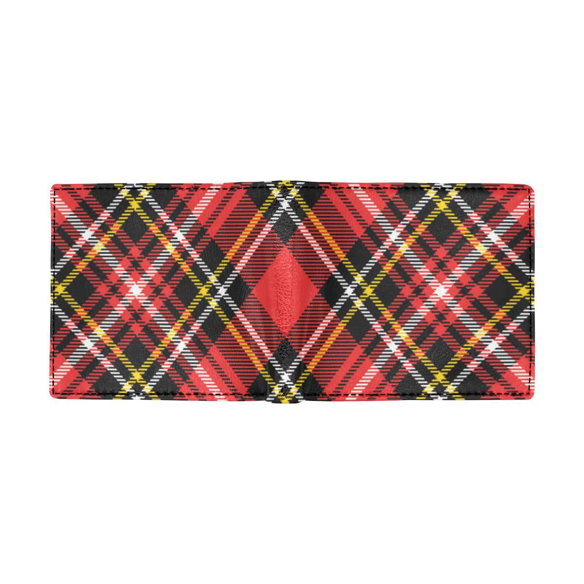 Plaid Red Pattern Print Design A03 Men's ID Card Wallet