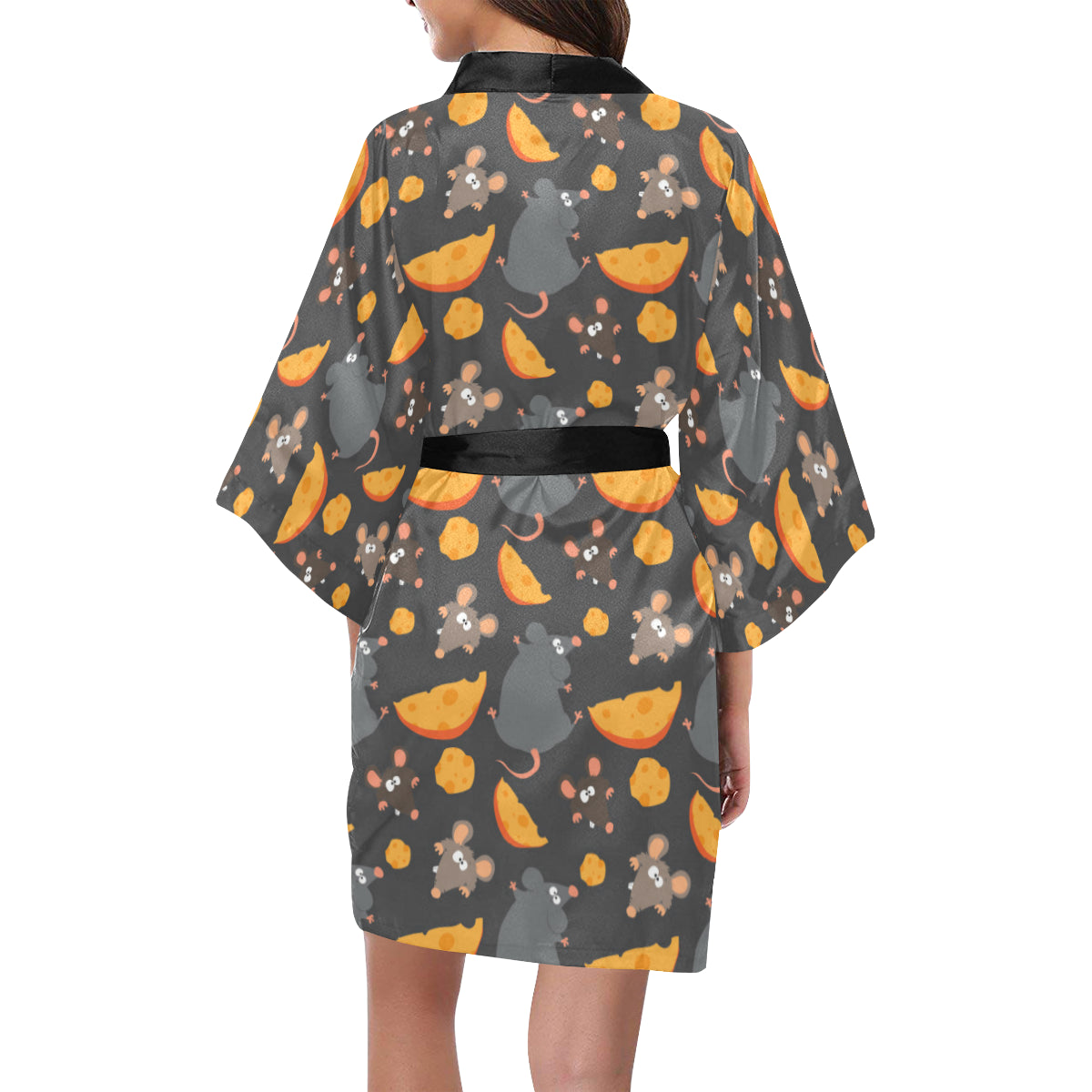 Rat Pattern Print Design 04 Women's Short Kimono