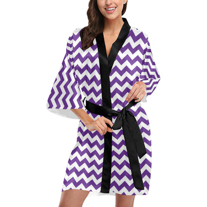 Chevron Purple Pattern Print Design 03 Women's Short Kimono