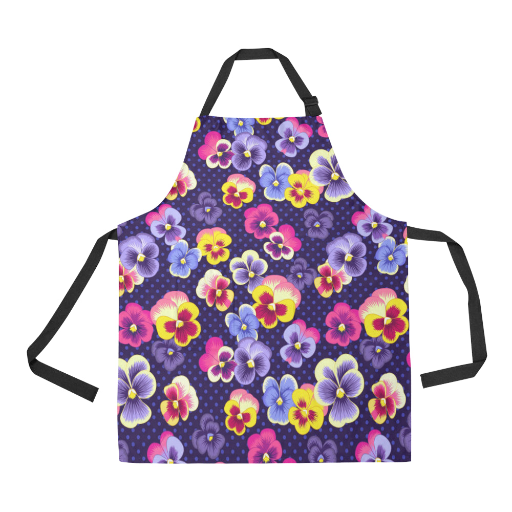 Pansy Pattern Print Design PS04 Apron with Pocket