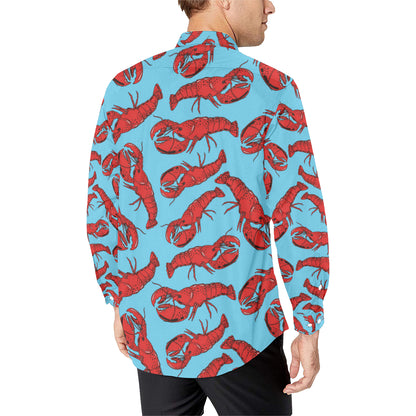 Lobster Red Pattern Print Design 03 Men's Long Sleeve Shirt