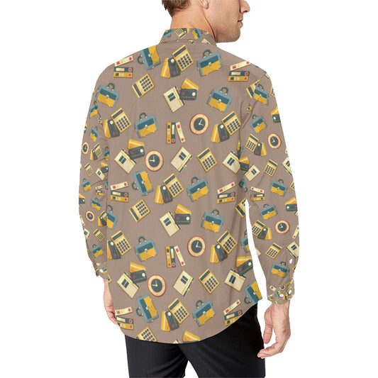 Accounting Financial Pattern Print Design 03 Men's Long Sleeve Shirt