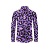 Cheetah Purple Neon Print Pattern Men's Long Sleeve Shirt