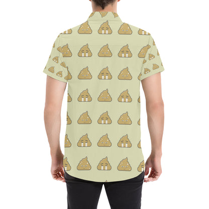 Poop Emoji Pattern Print Design A04 Men's Short Sleeve Button Up Shirt