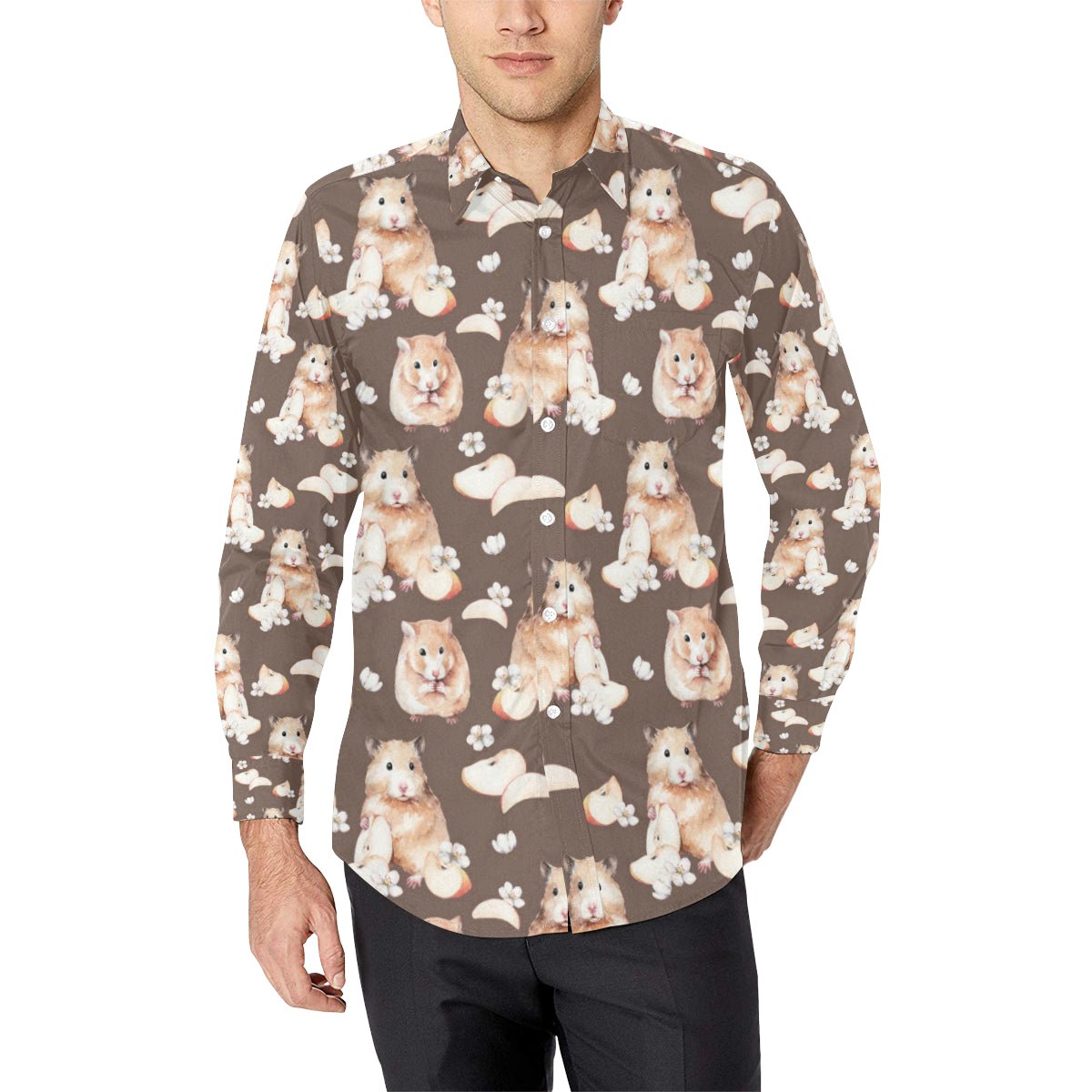 Hamster Pattern Print Design 03 Men's Long Sleeve Shirt