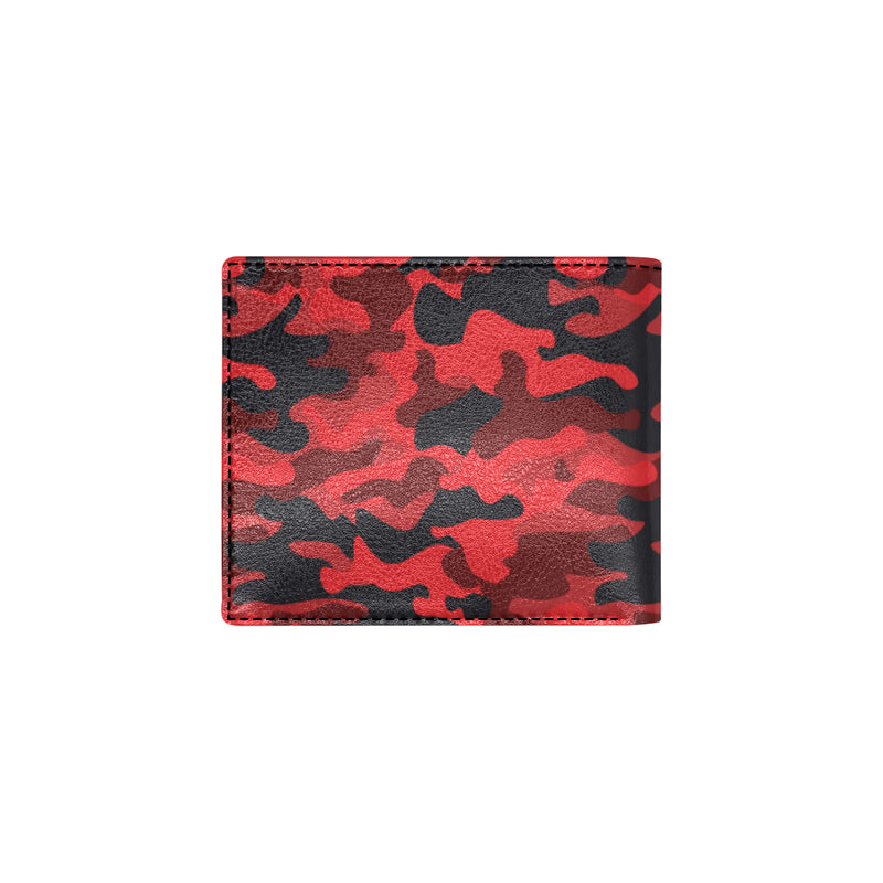 Camo Red Pattern Print Design 03 Men's ID Card Wallet