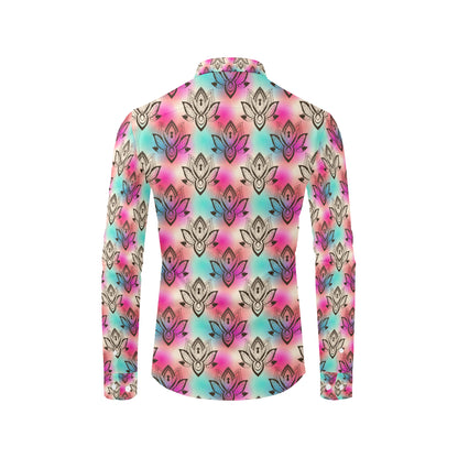 lotus Boho Pattern Print Design LO02 Men's Long Sleeve Shirt