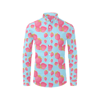 Strawberry Pattern Print Design SB04 Men's Long Sleeve Shirt