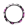 Leopard Pink Skin Print Steering Wheel Cover with Elastic Edge