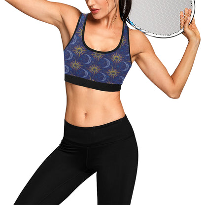 Celestial Moon Sun Pattern Print Design 01 Sports Bra
