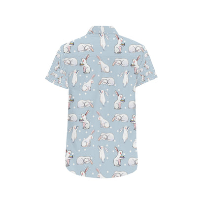 Rabbit Pattern Print Design RB06 Men's Short Sleeve Button Up Shirt
