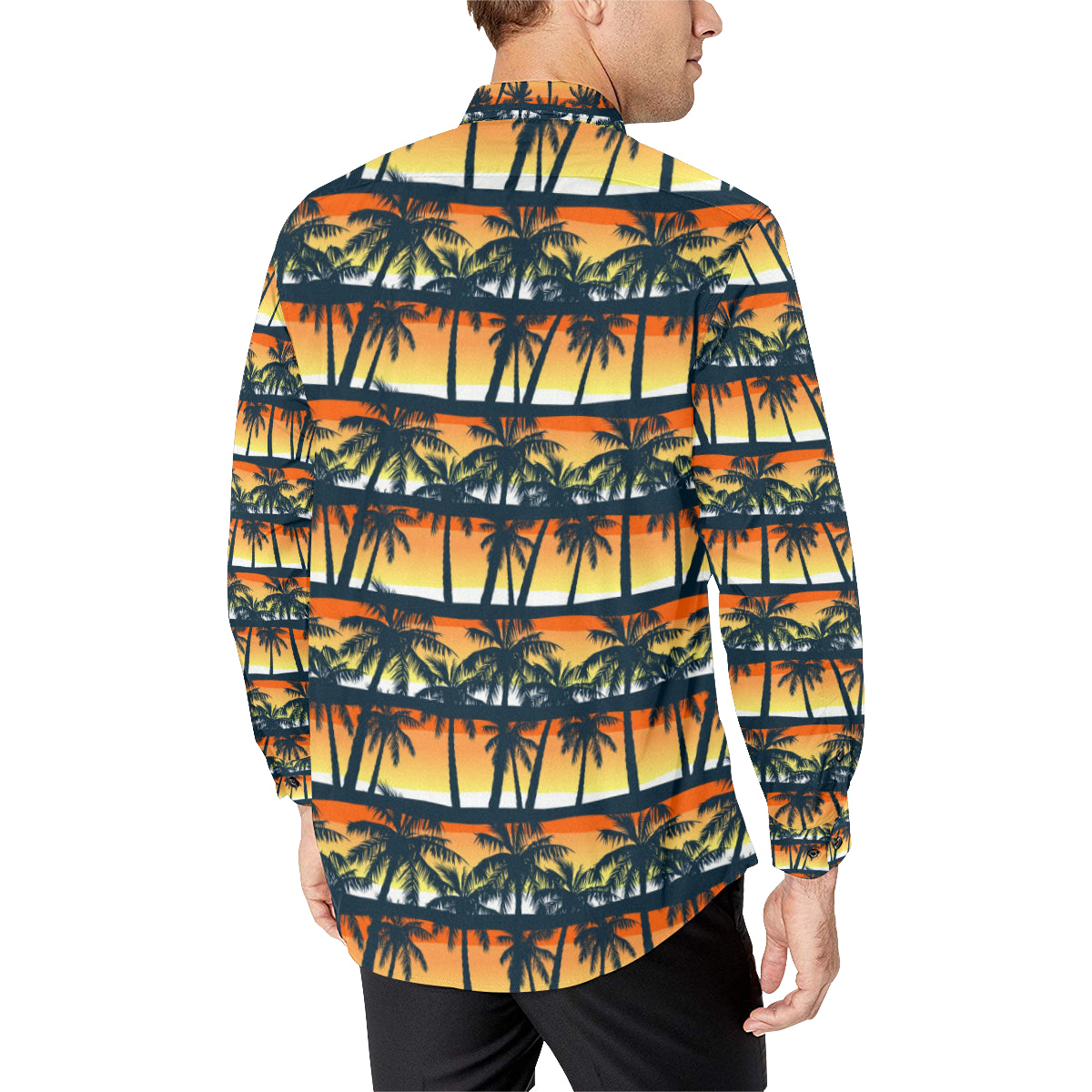Palm Tree Pattern Print Design PT011 Men's Long Sleeve Shirt