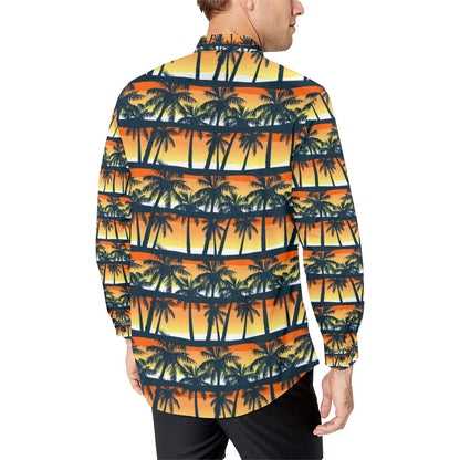 Palm Tree Pattern Print Design PT011 Men's Long Sleeve Shirt