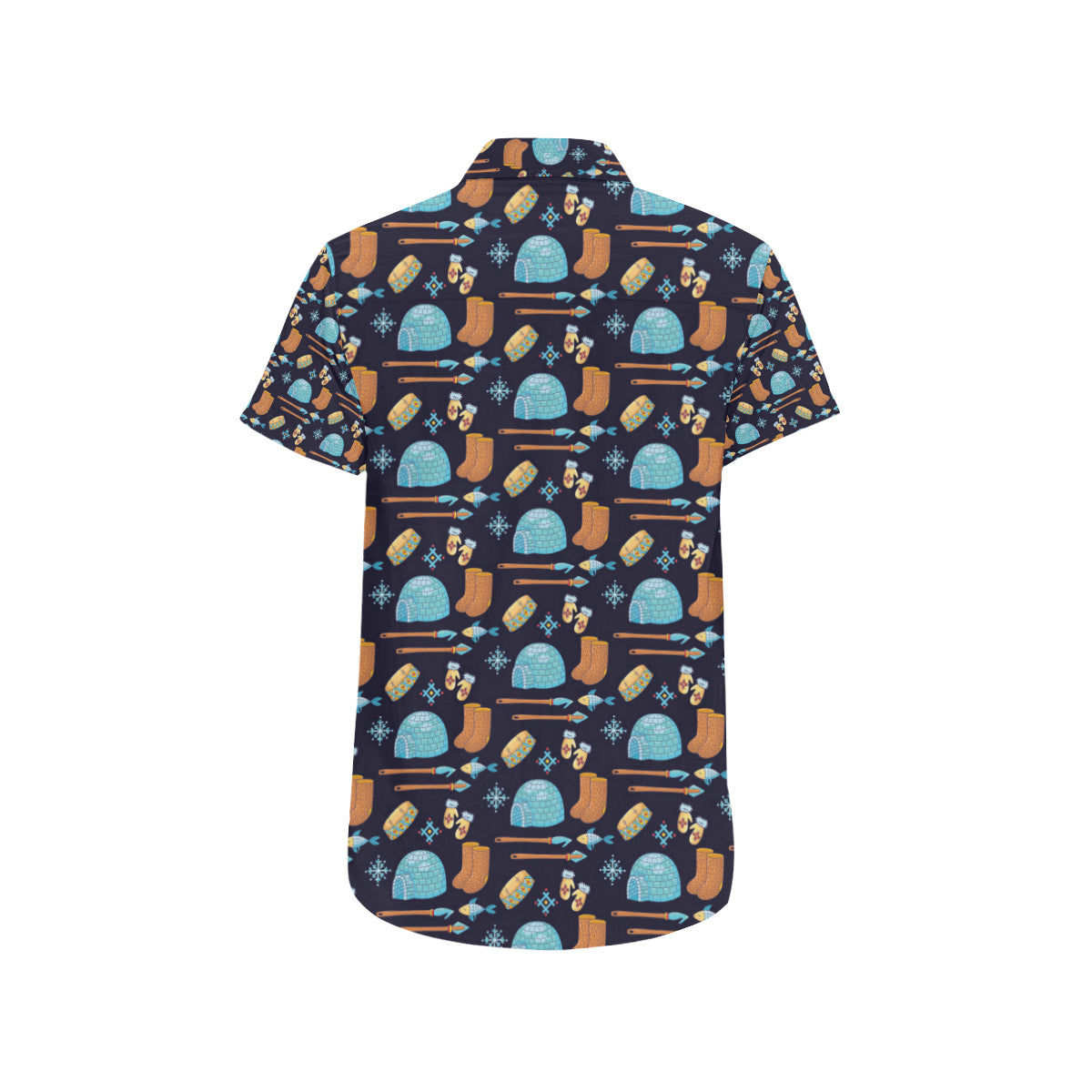 Eskimo Pattern Print Design 02 Men's Short Sleeve Button Up Shirt