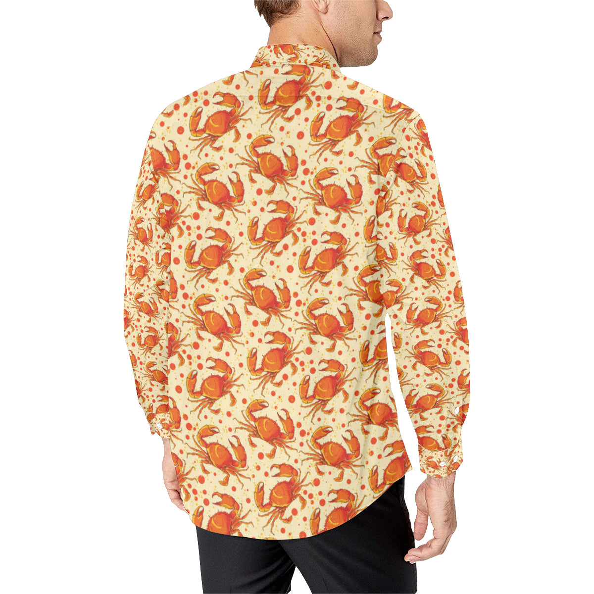 Crab Pattern Print Design 01 Men's Long Sleeve Shirt