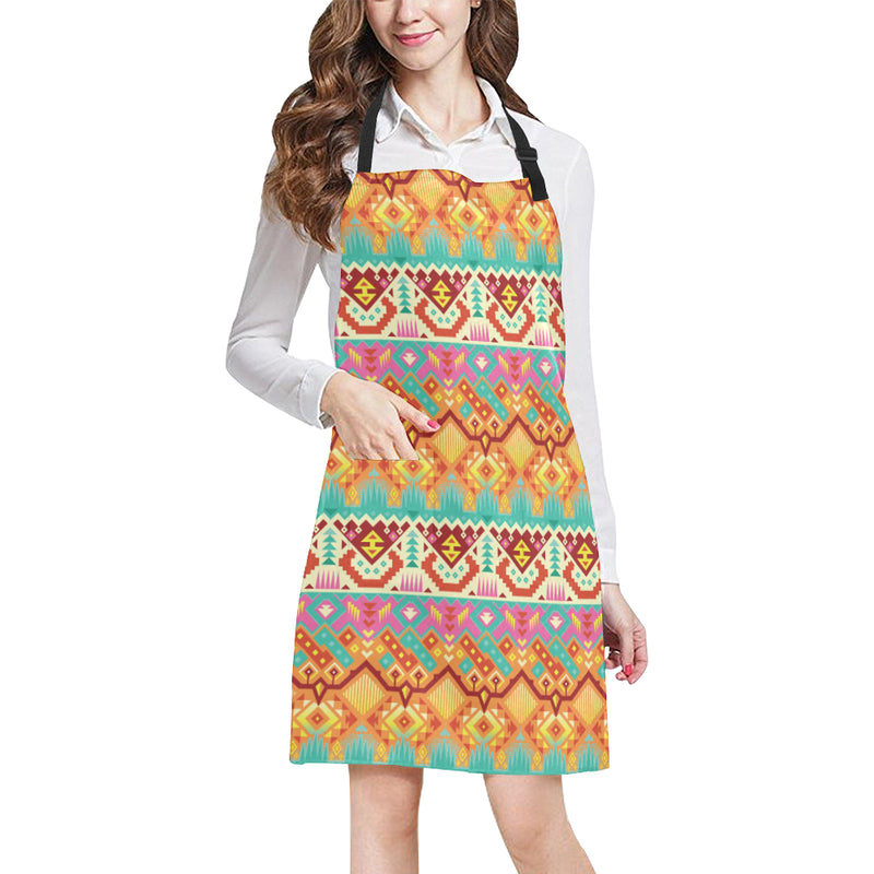 Aztec Pattern Print Design 03 Apron with Pocket