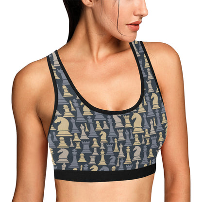 Chess Pattern Print Design 04 Sports Bra