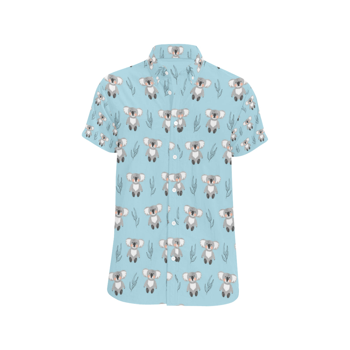 Koala Pattern Print Design 01 Men's Short Sleeve Button Up Shirt