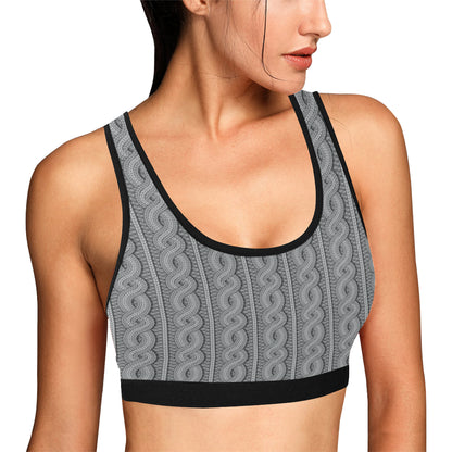 Cable Knit Pattern Print Design 01 Sports Bra