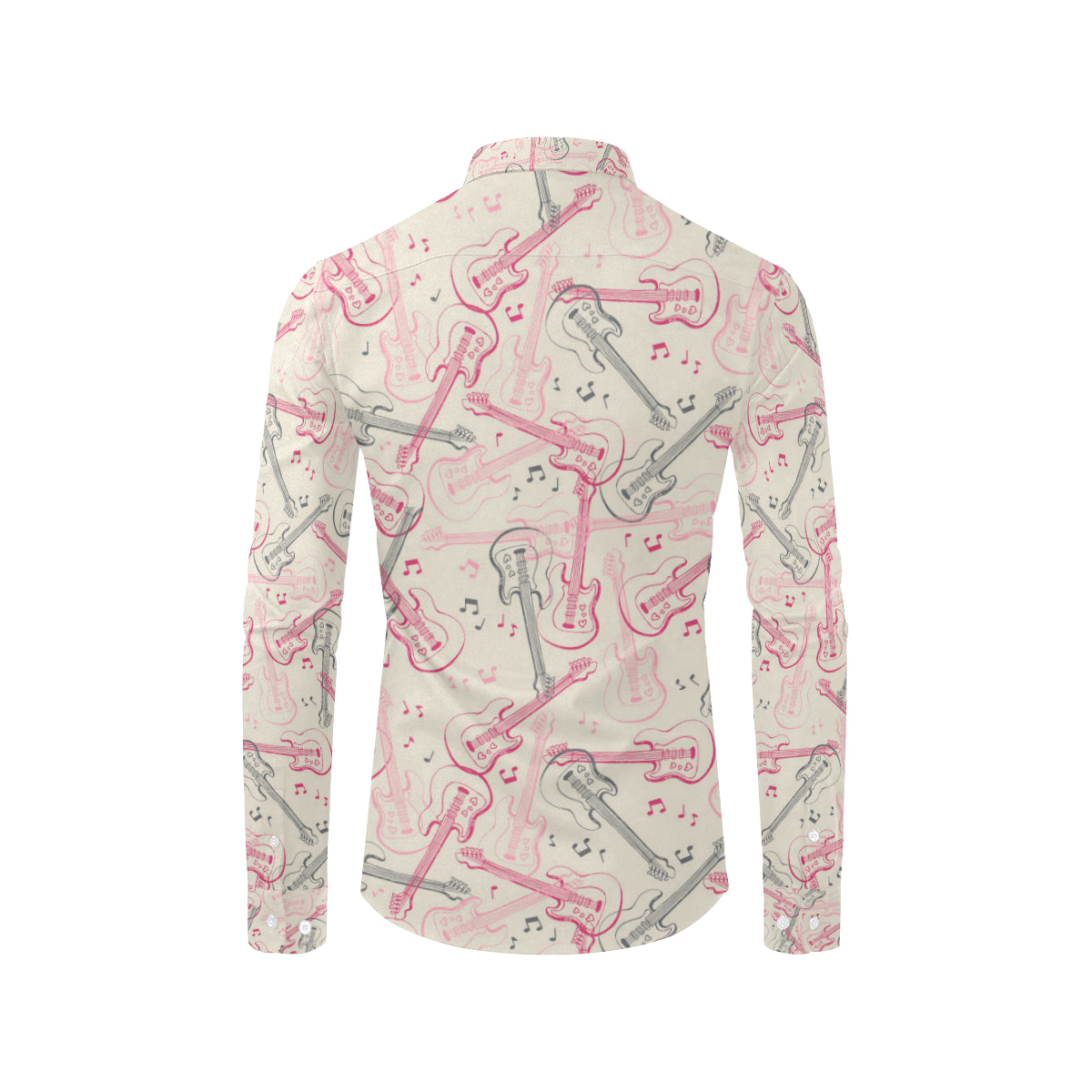 Bass Guitar Pattern Print Design 02 Men's Long Sleeve Shirt