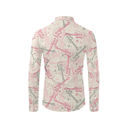 Bass Guitar Pattern Print Design 02 Men's Long Sleeve Shirt