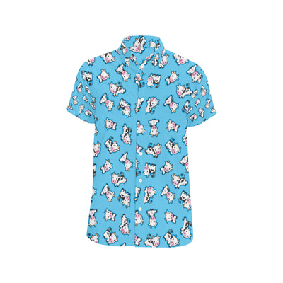 Cow Pattern Print Design 01 Men's Short Sleeve Button Up Shirt