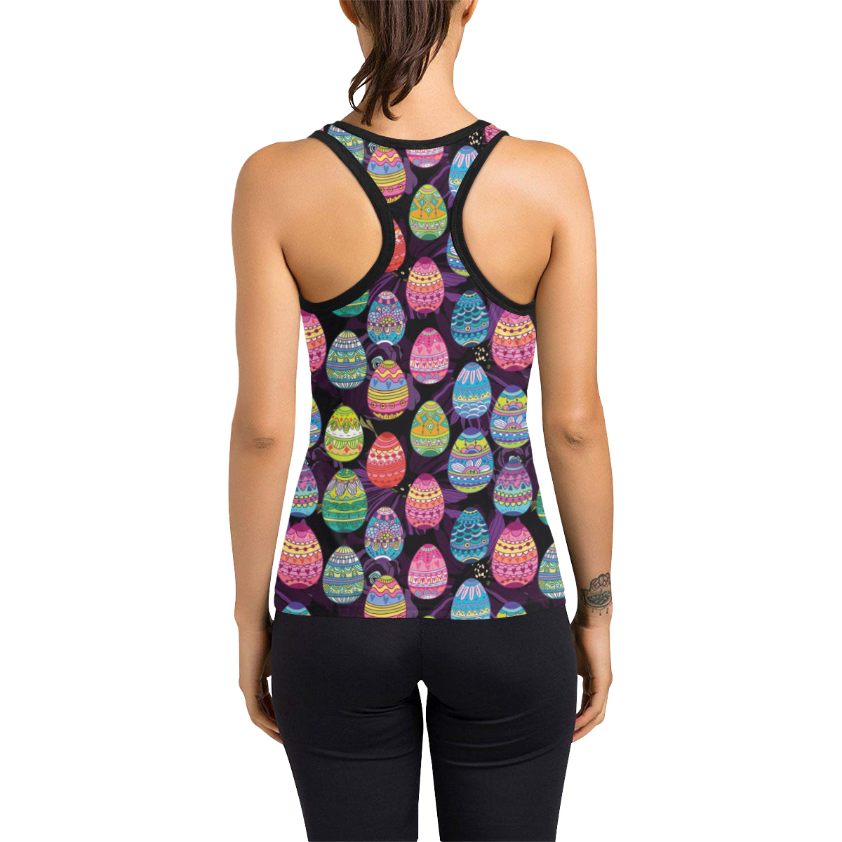 Easter Eggs Pattern Print Design RB08 Women's Racerback Tank Top
