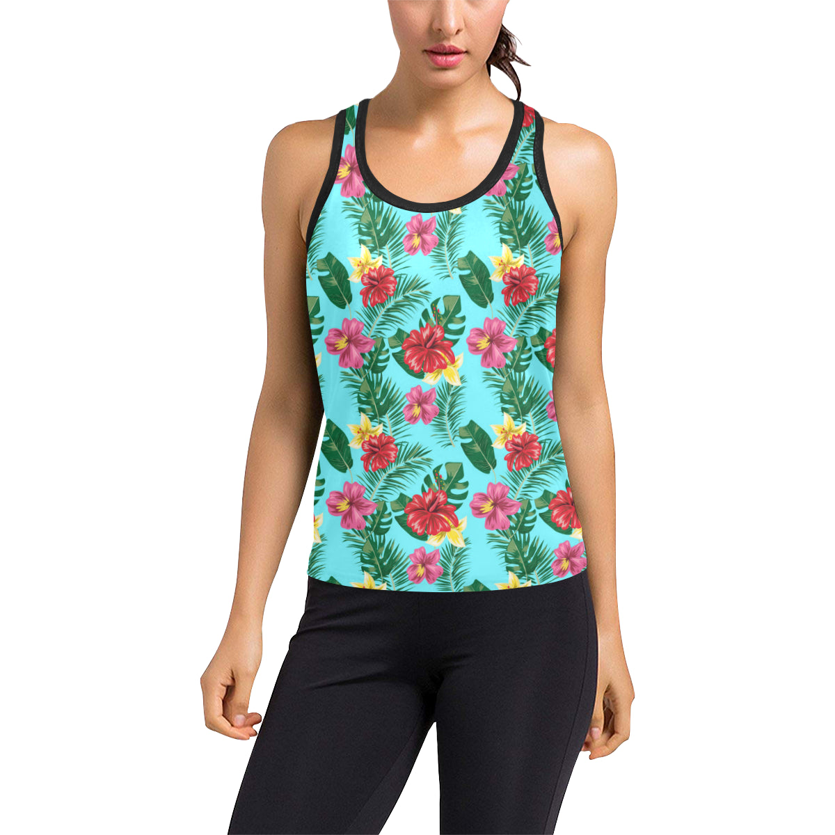 Hibiscus Hawaiian Flower Women's Racerback Tank Top