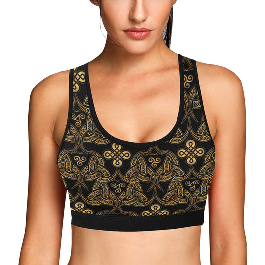 Celtic Knot Gold Design Sports Bra