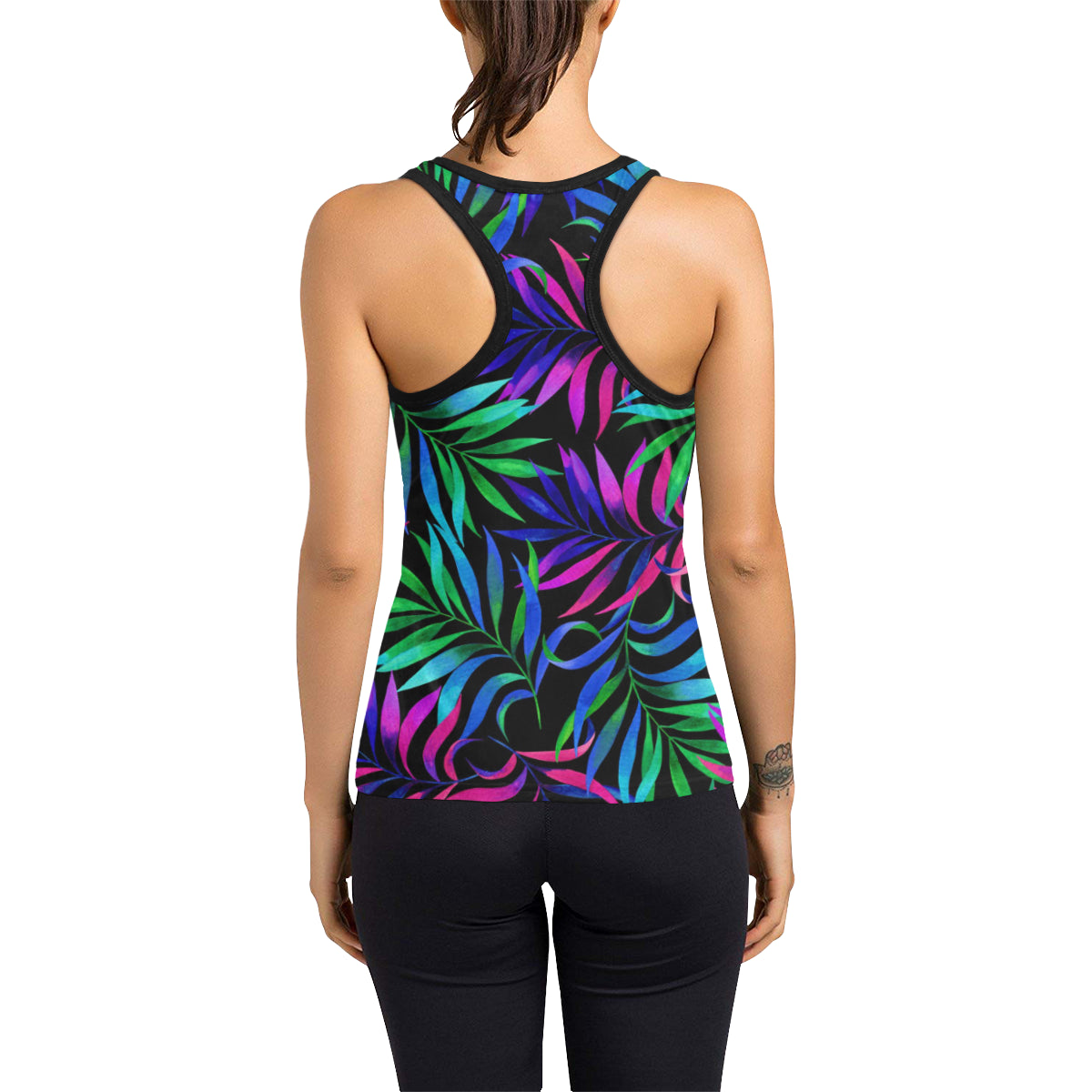 Tropical Flower Pattern Print Design TF010 Women's Racerback Tank Top