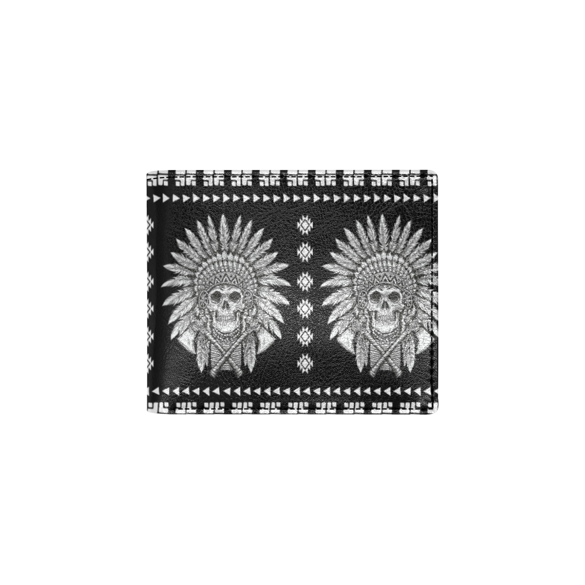 Native American Indian Skull Men's ID Card Wallet