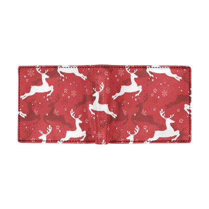 Reindeer Red Pattern Print Design 01 Men's ID Card Wallet