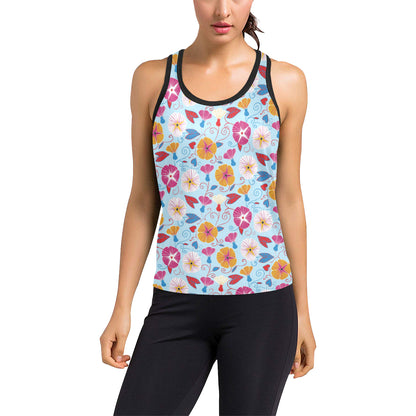 Morning Glory Pattern Print Design MG06 Women's Racerback Tank Top