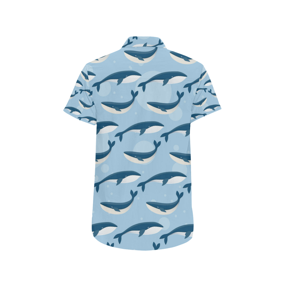 Blue Whale Pattern Print Design 02 Men's Short Sleeve Button Up Shirt